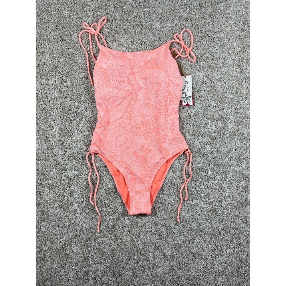 Quint Soul Coral Paisley Side Tie One Piece Swimsuit Boho Beach S